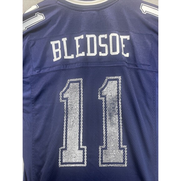 Dallas Cowboys Equipment Jersey M Blue Drew Bledsoe Reebok NFL Football #11 VTG - Picture 5 of 15